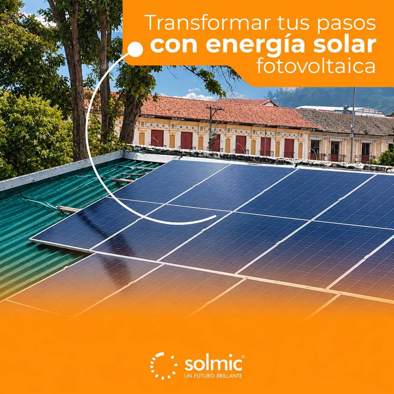 Sistema solar instalado sobre tejados coloniales